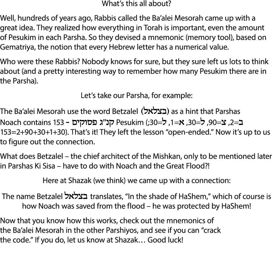 What s this all about  Well, hundreds of years ago, Rabbis called the Ba alei Mesorah came up with a great idea  They   