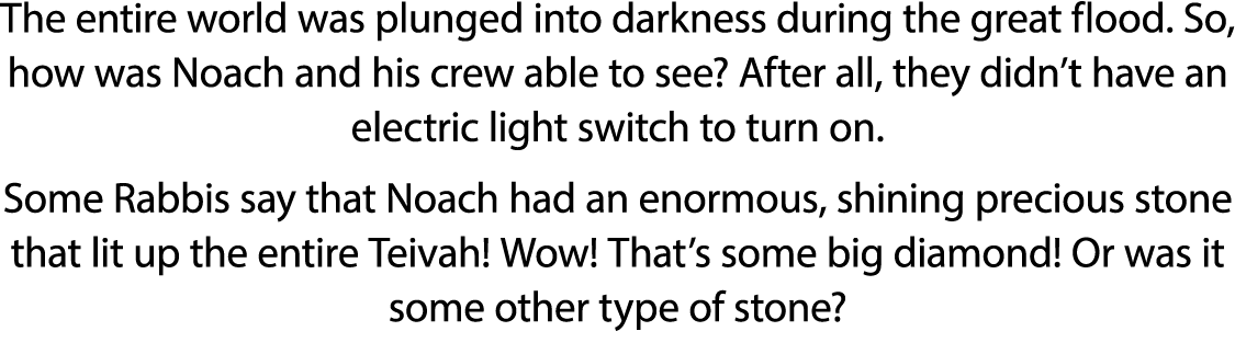 The entire world was plunged into darkness during the great flood  So, how was Noach and his crew able to see  After    